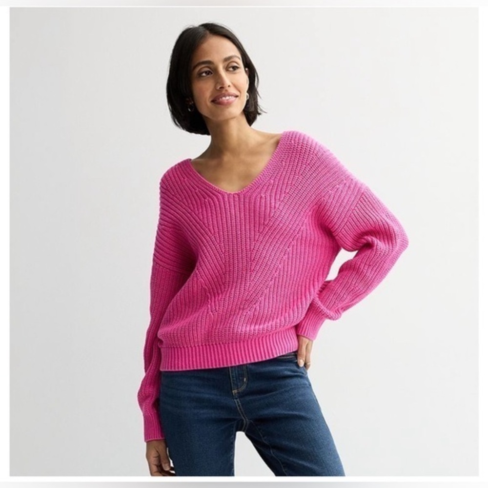 XL Sonoma Goods for Life mixed stitch v-neck sweater NWT
